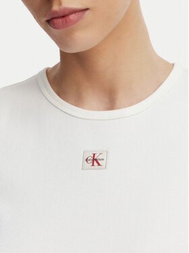 Calvin Klein Jeans Top LV047F246G Biały Slim Fit