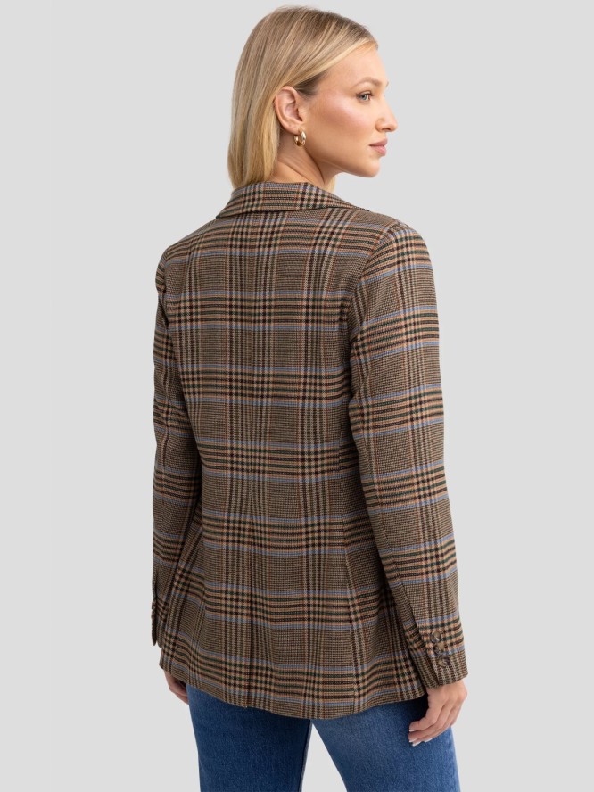 Marynarka damska w kratę brązowa Galani 000