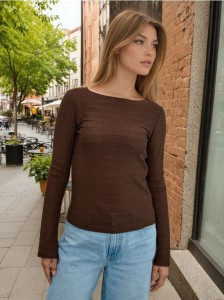 Strukturalna bluzka - brązowy