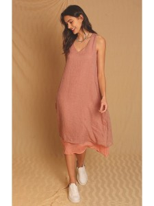 Le Jardin du Lin Lniana sukienka w kolorze jasnoróżowym rozmiar: 40