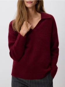 Sweter z kołnierzykiem - ciemnofioletowy