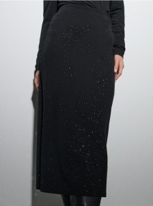 Spódnica midi z połyskiem - czarny