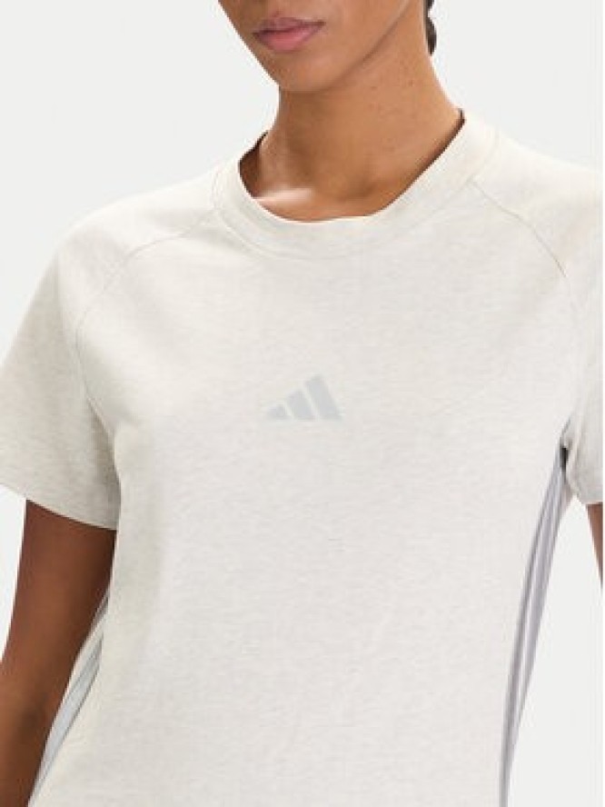 adidas T-Shirt Holiday 3-Stripes JM1880 Beżowy Slim Fit