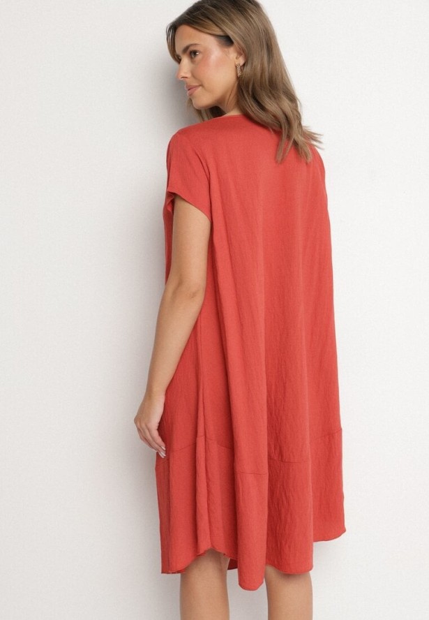Czerwona Rozkloszowana Wiskozowa Sukienka Trivoria