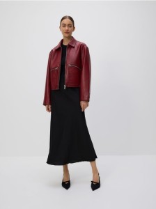 Kurtka z efektem postarzenia - burgundowy