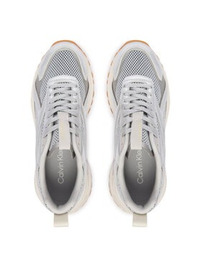 Calvin Klein Sneakersy Hike Runn Ck Stripe Mesh-Lth Met HW0HW03251 Szary