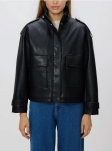 Kurtka z imitacji skóry - czarny