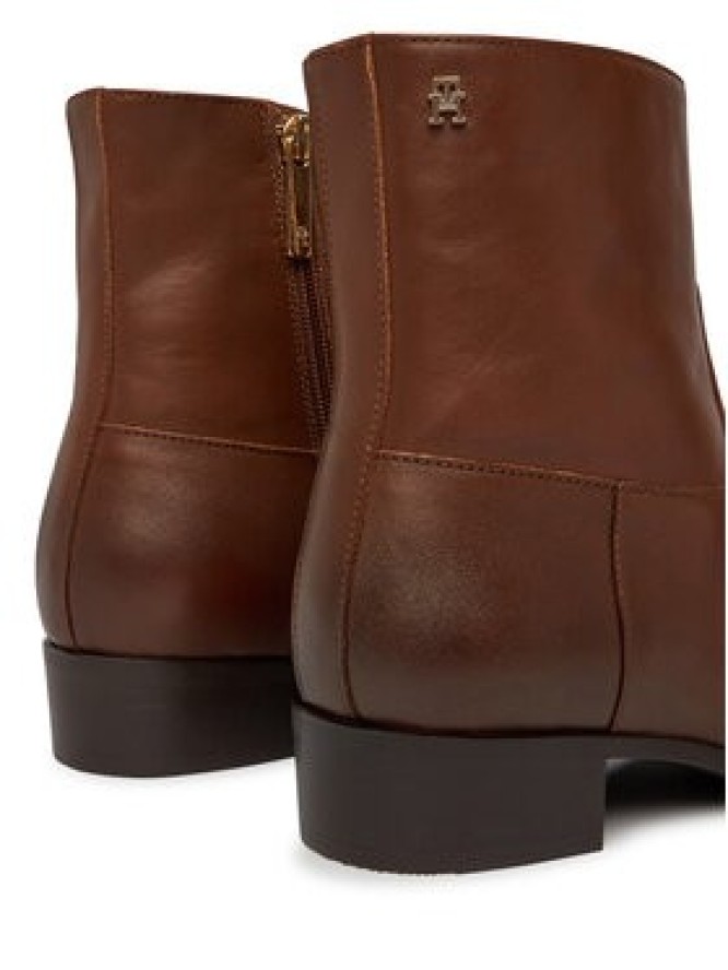 Tommy Hilfiger Botki Leather Ankle Boot W Zip FW0FW09921 Brązowy