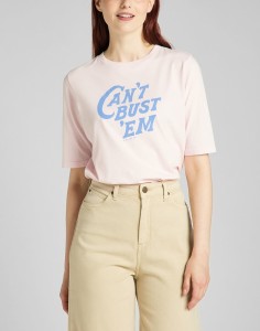 LEE HALF SLEEVE TEE DAMSKI T-SHIRT KOSZULKA NADRUK LOGO PALE LILAC L41ZEPSU 112140063