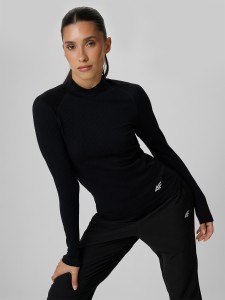 4F Longsleeve do biegania slim szybkoschnący damski - czarny XS/S