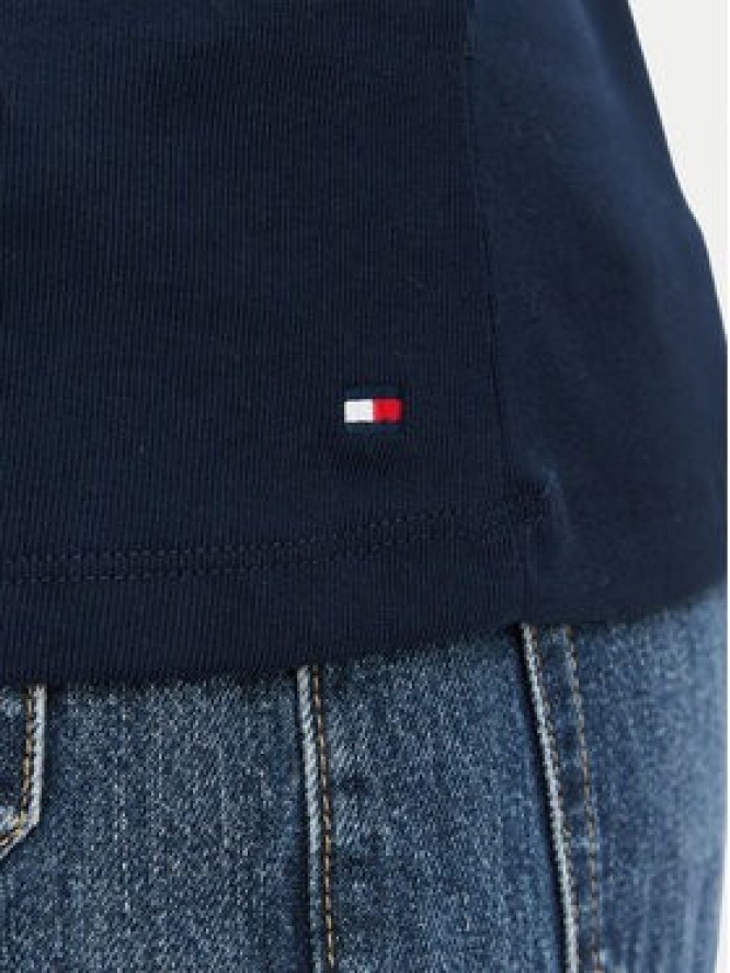 Tommy Hilfiger T-Shirt Gold Btn Cap WW0WW50942 Granatowy Regular Fit