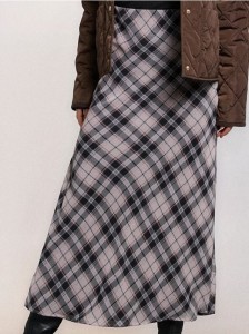 Spódnica midi w kratę - wielobarwny