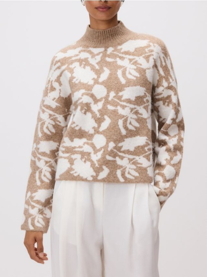 Wzorzysty sweter z półgolfem - wielobarwny