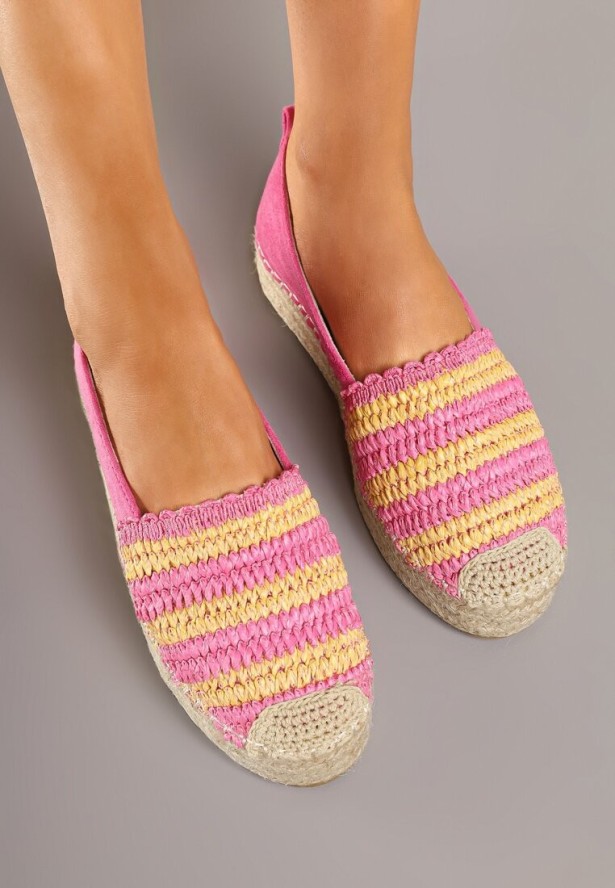 Fuksjowe Espadryle na Platformie Ozdobione Plecionką w Stylu Boho Lelisse