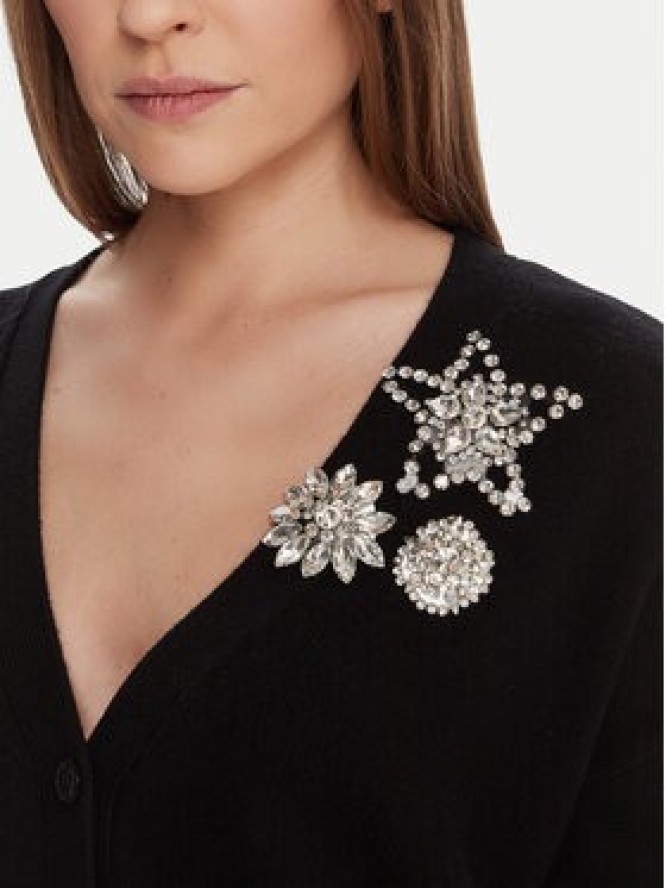 KAOS Kardigan RI1KT023 Czarny Regular Fit