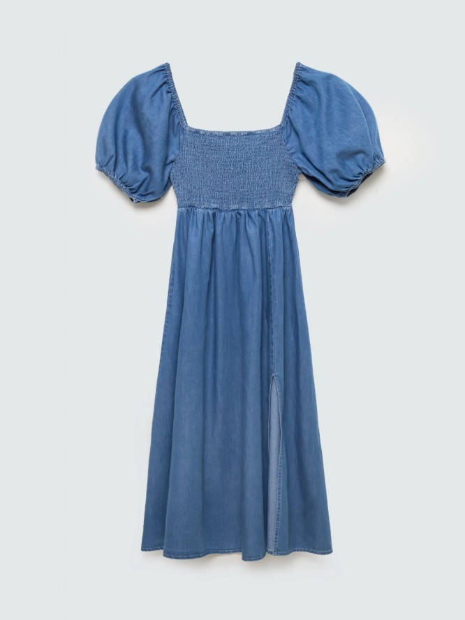 sukienka damska midi jeansowa niebieska roslyn 476