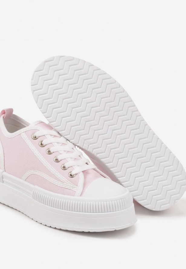 Różowe Trampki na Platformie z Metaliczną Ozdobą Afleeria