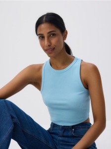 Bawełniany top - jasnoturkusowy