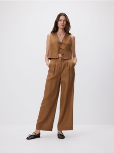 Lniana kamizelka - brązowy