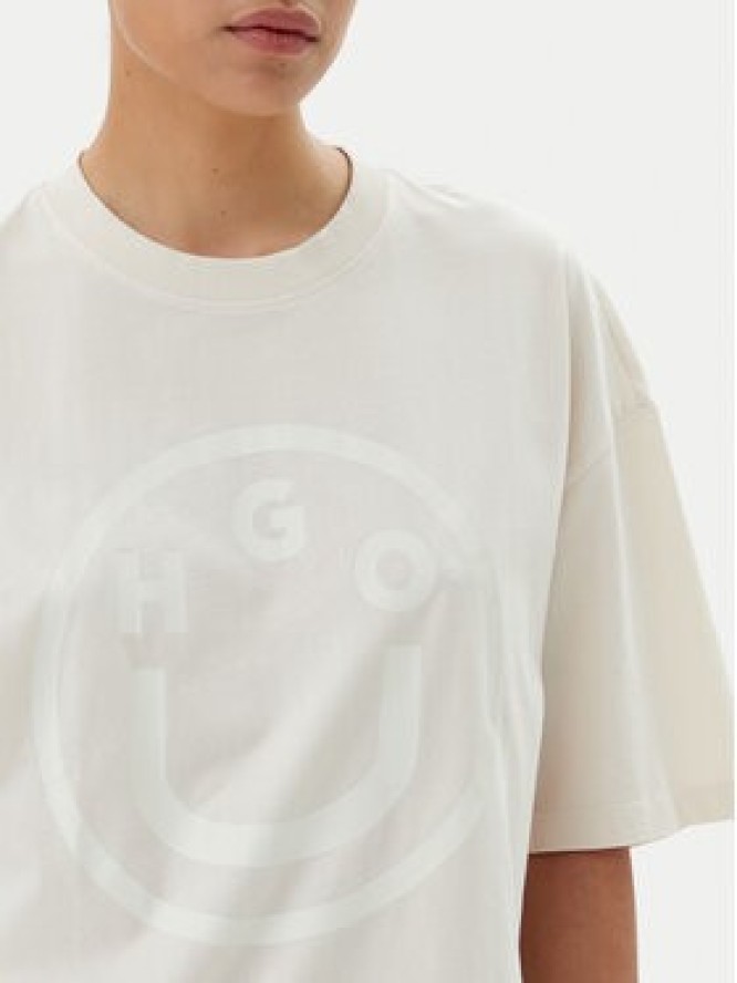 HUGO T-Shirt 50511471 Beżowy Oversize