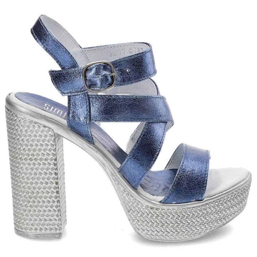 Niebieskie Sandały Simen Damskie Eleganckie Buty