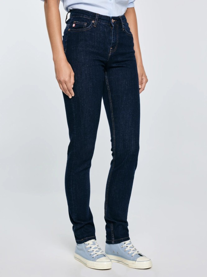 Jeansy damskie z wysokim stanem granatowe Katrina High Waist 720