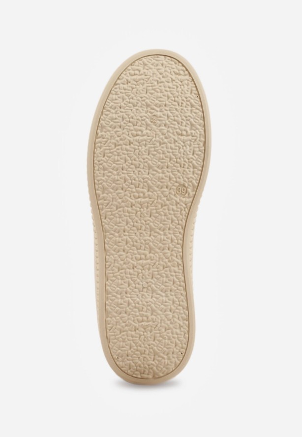 Beżowe Siateczkowe Trampki na Tłoczonej Podeszwie Eezore