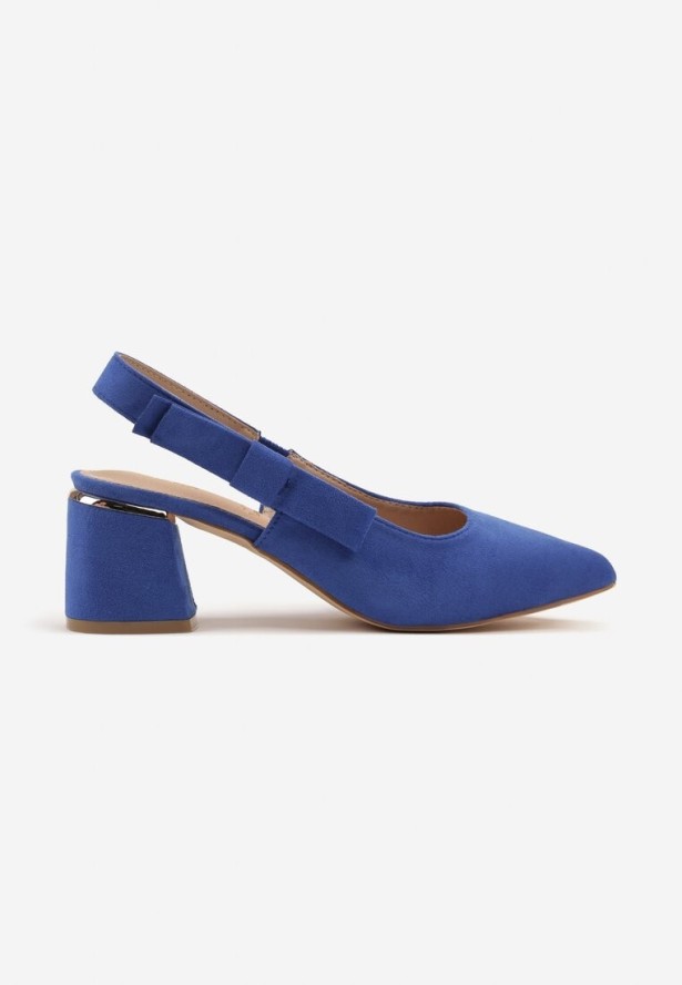 Niebieskie Sandały na Słupku Vices Slingback ze Skórzaną Wkładką Vevoline