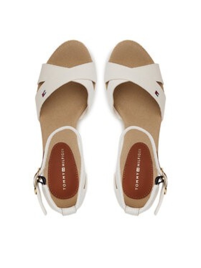 Tommy Hilfiger Sandały Flag High Wedge Espad Crisscross FW0FW08661 Écru