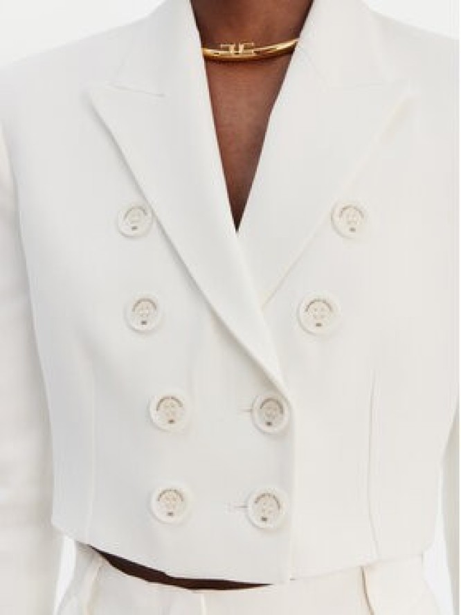 Elisabetta Franchi Marynarka G-I223-61E2-V690 Écru Regular Fit