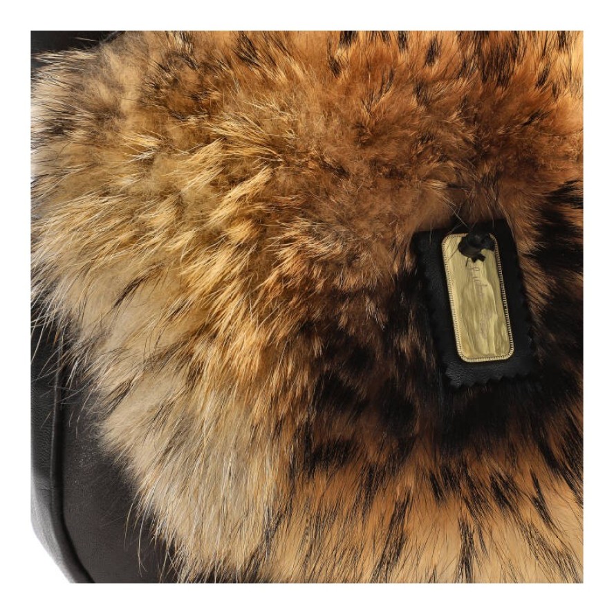 Brązowa Torebka Damska Luka-Pelli Z Naturalnym Futrem Z Jenota