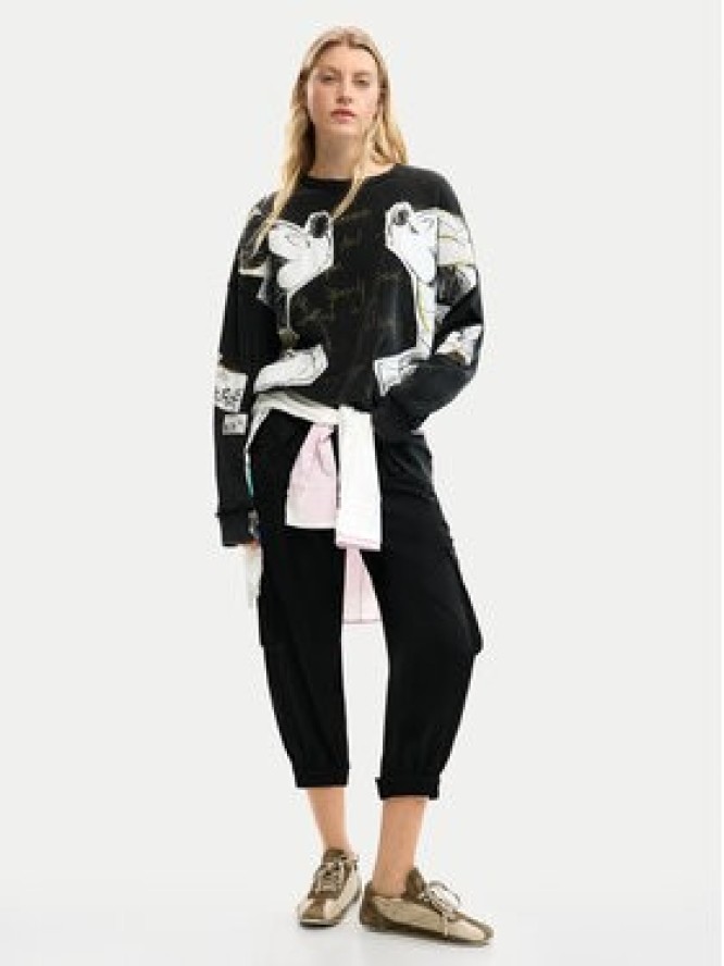 Desigual Bluza Kiss Mickey 26SWSK08 Czarny Relaxed Fit