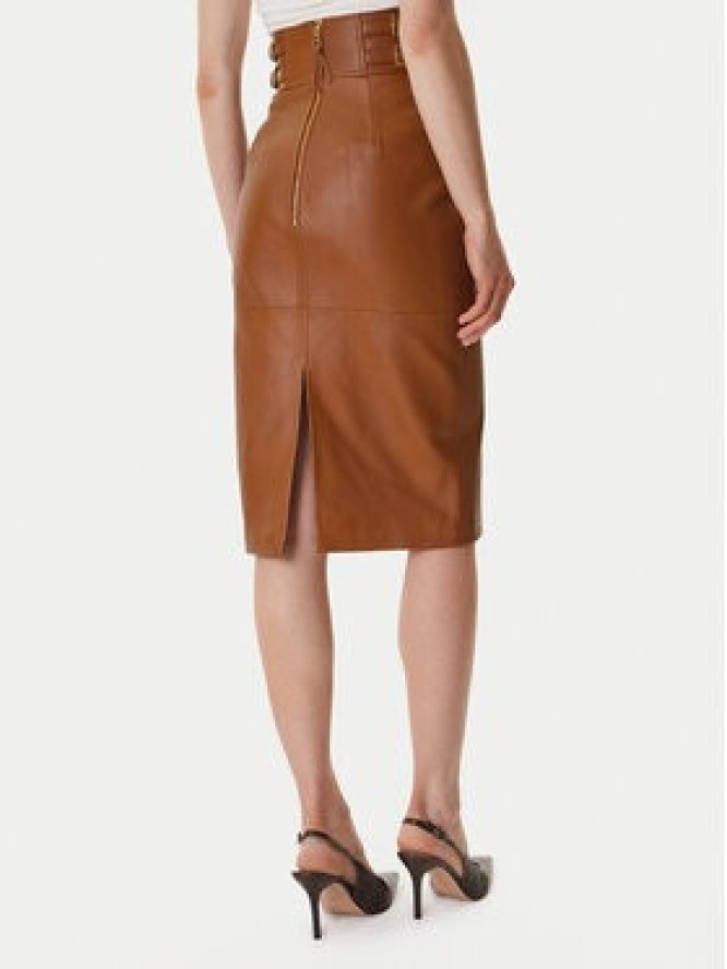 Elisabetta Franchi Spódnica skórzana GP-09Z-61E2-V890 Brązowy Regular Fit