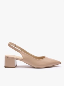 Beżowe czółenka bez pięty slingback na słupku