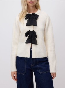 Kardigan z kokardkami - kremowy