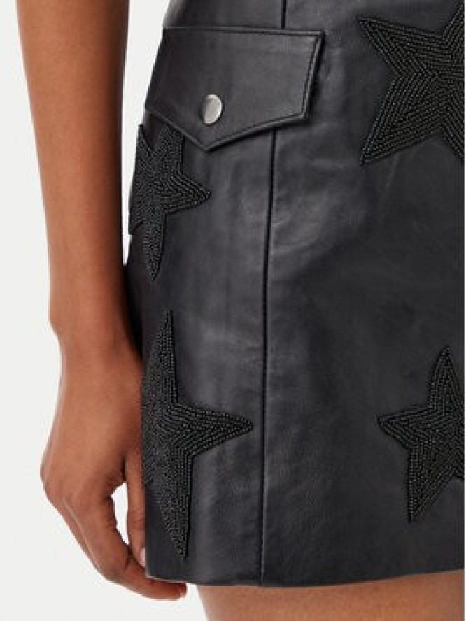 One Teaspoon Spódnica skórzana Embellished Star 27138 Czarny Regular Fit