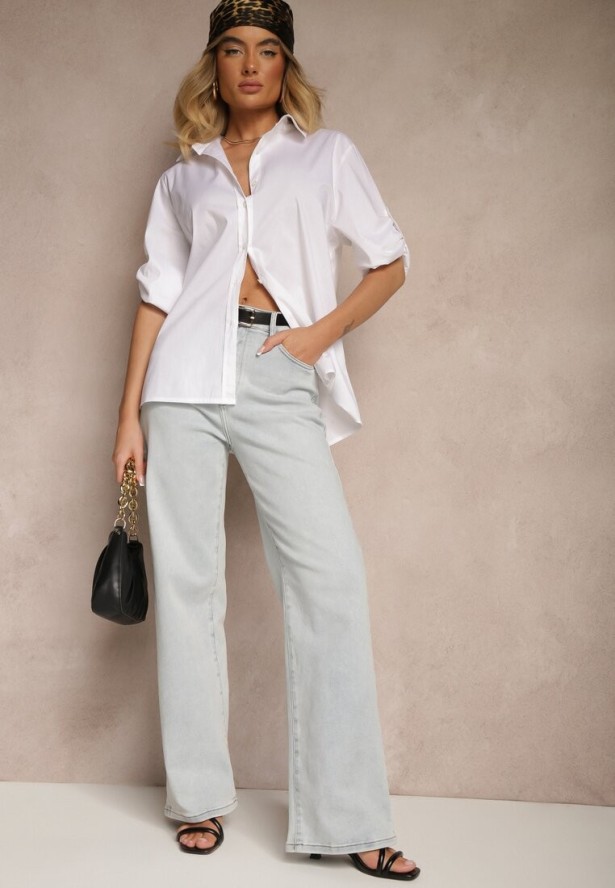 Biała Klasyczna Koszula Oversize z Bawełny Liasora