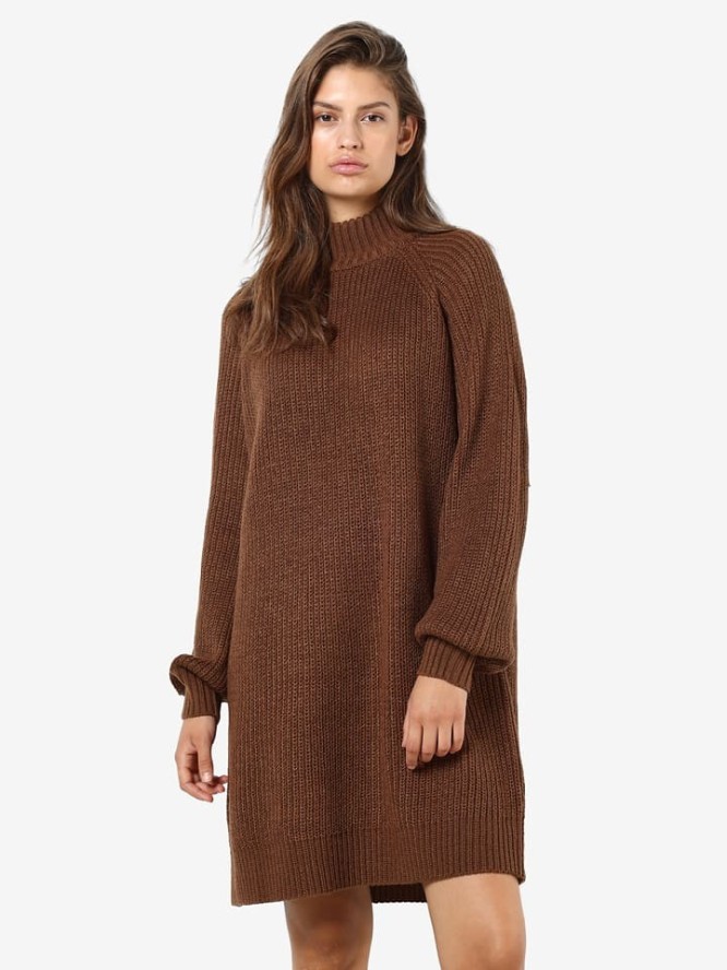 Noisy may Sukienka dzianinowa w kolorze jasnobrązowym rozmiar: S