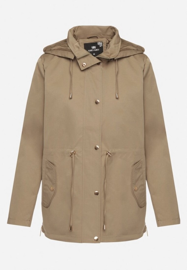 Zielona Kurtka Parka z Odpinanym Kapturem i Ozdobnymi Suwakami Velotia