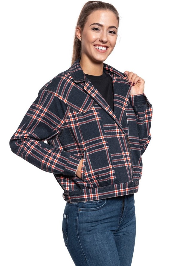 DAMSKA KURTKA JEANSOWA WRANGLER 80´S JACKET INDIGO CHECK W404WZ89M 112128697
