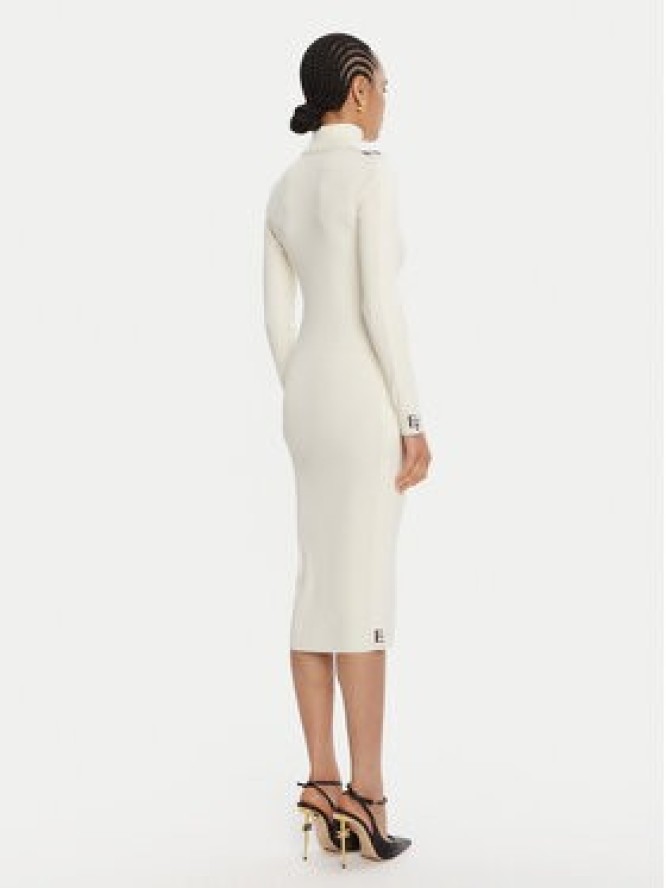 Elisabetta Franchi Sukienka dzianinowa AM-03S-56E2-V390 Écru Slim Fit