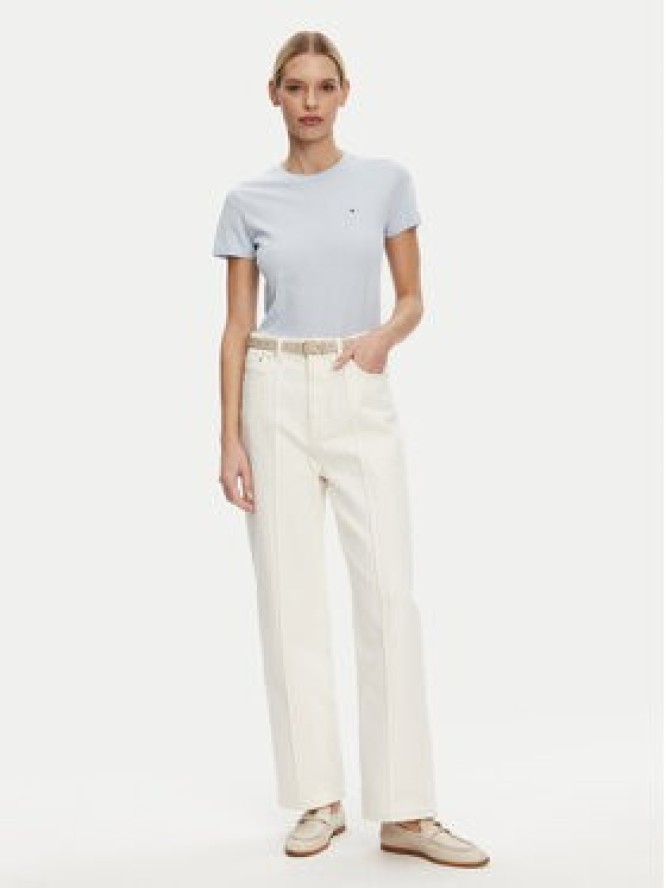 Tommy Hilfiger T-Shirt Slub WW0WW44433 Błękitny Slim Fit