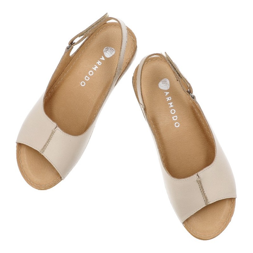Beżowe Sandały Armodo Wygodne Obuwie Damskie