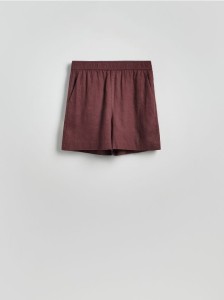 Lniane szorty - ciemnobrązowy