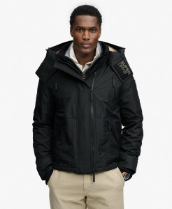 superdry Kurtka Hooded Arctic Windcheater – Czarna, z polarową podszewką