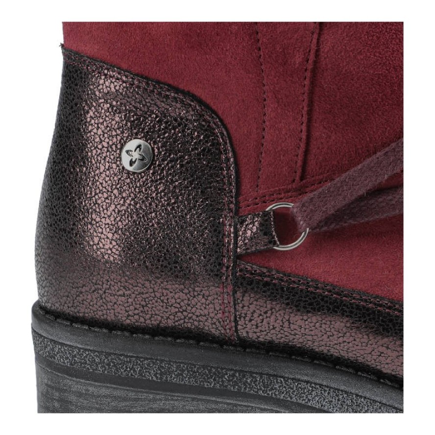 Botki damskie Maciejka, skóra licowa łączona z zamszem wiązane sznurowadłami z wnętrzem wyściełanym ciepłym miękkim futerkiem i z antypoślizgową pode