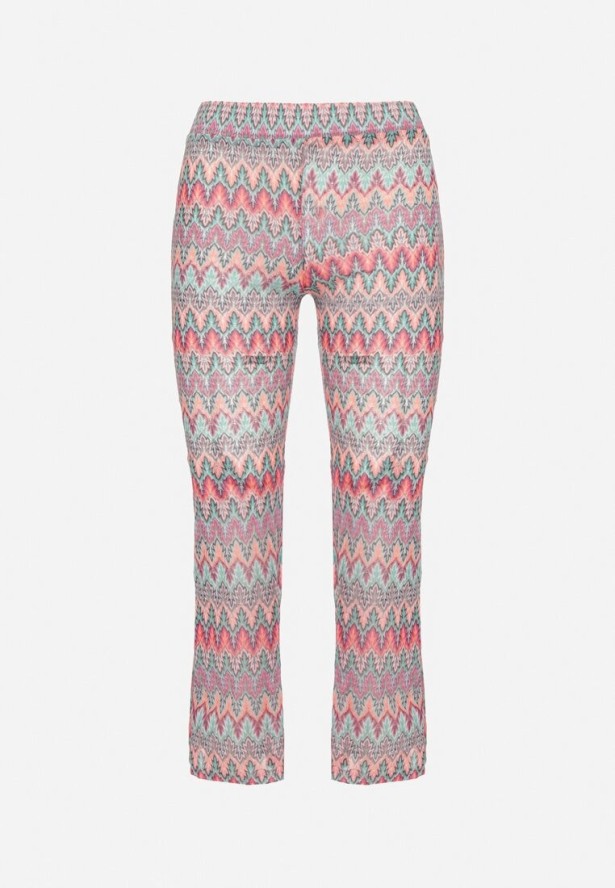 Fuksjowe Spodnie Typu Dzwony z Geometrycznym Wzorem Novivana