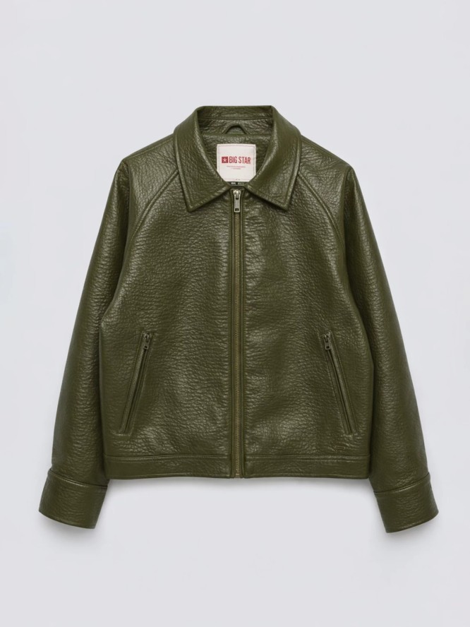 Kurtka damska ze skóry ekologicznej zielona Mackenzie 301