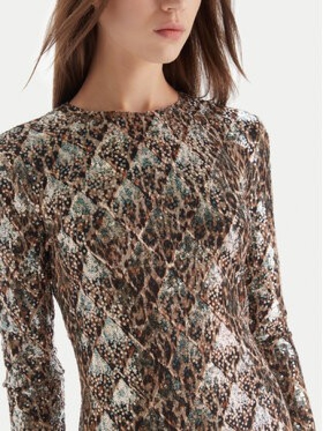 Just Cavalli Sukienka koktajlowa 79PAO953 JS528 Beżowy Slim Fit