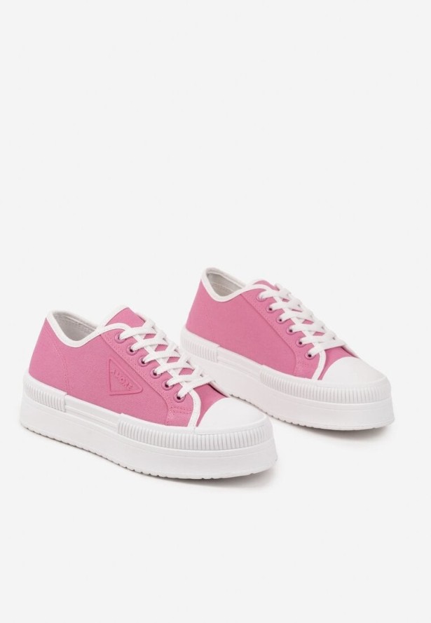 Fuksjowe Trampki na Platformie z Naszywką na Boku Alimiora